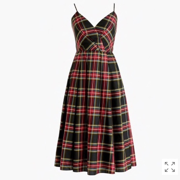 J. Crew Stewart Plaid Spaghetti Strap Silk Dress - Picture 4 of 6